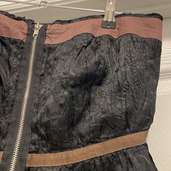 NWT Free people strapless black zipper front crinkle dress. Size 12. - Picture 3 of 14